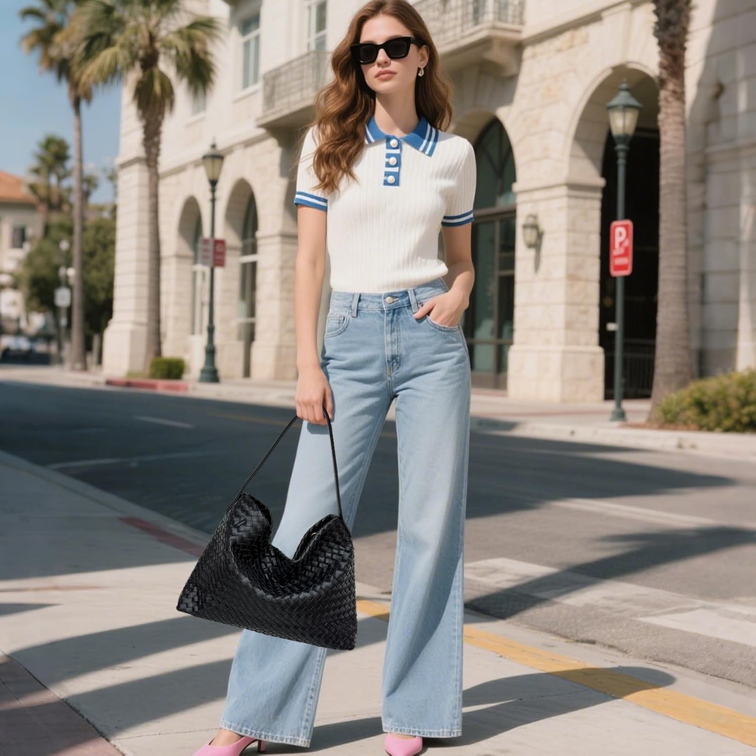 Slouchy Suede Woven Hobo Bags Shoulder Bag for Women Suede Hobo Bag Tote Elegant Handbag Satchel for Work Travel - Image 6