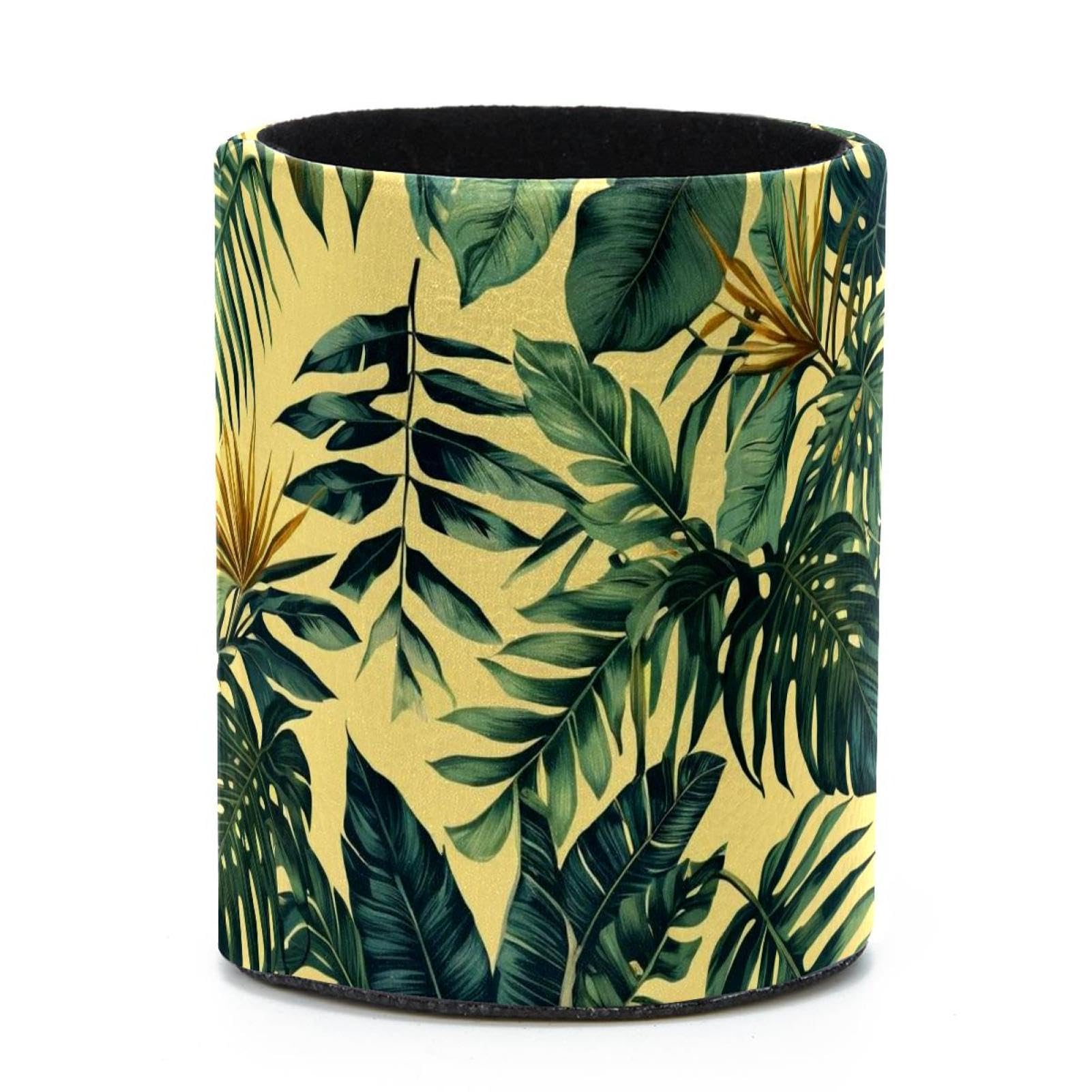 VAPOKF Round Pencil Holders for Desk, Tropical Palm Pen Holders Pen Pot Makeup Brushes Storage Desktop Stationery Supplies Organiser for Home Office
