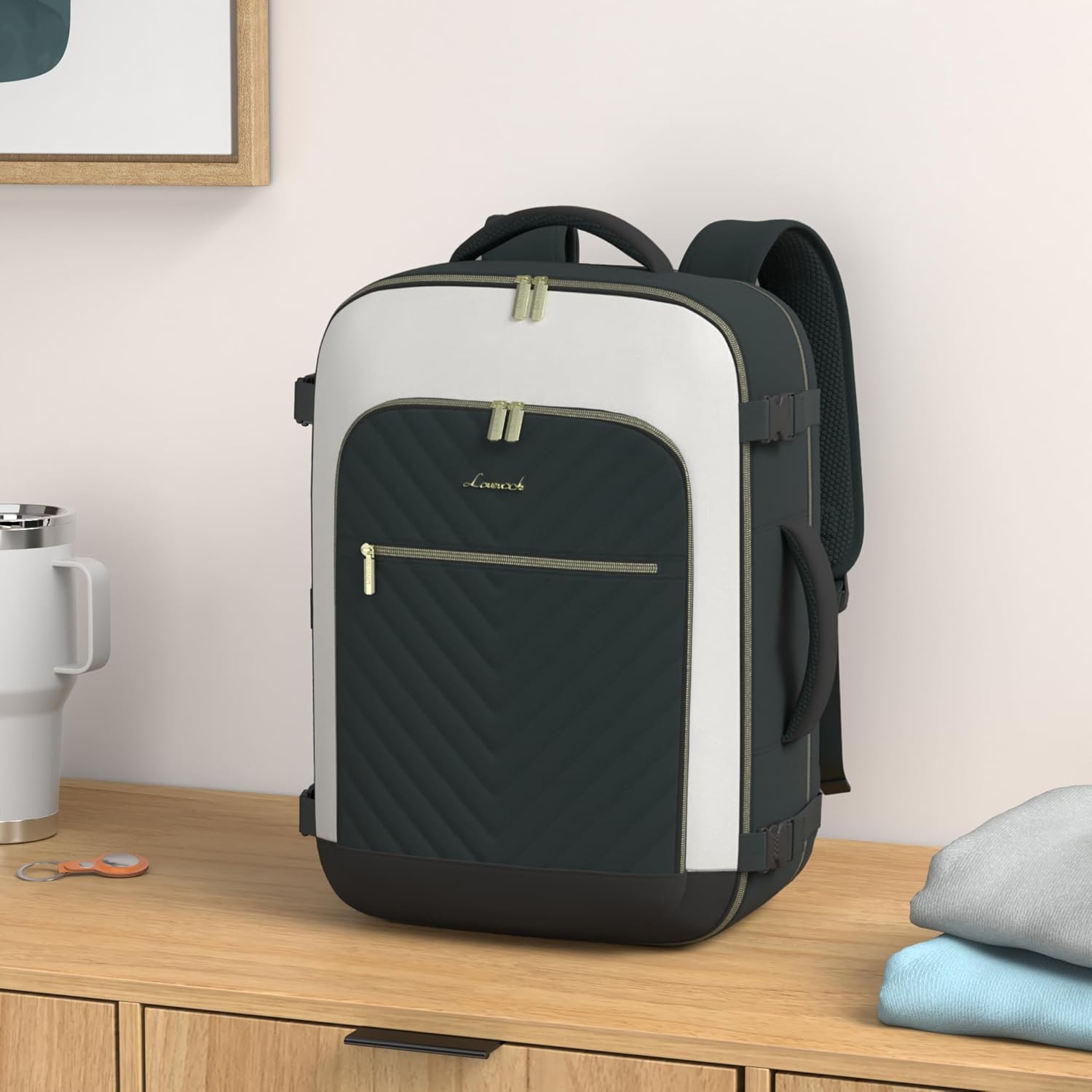 LOVEVOOK Large Travel Backpack for Women, TSA Carry on Backpack for Airplanes, 40L Personal Item Travel Bag for Women fits 17" Laptop,Waterproof Carry on Bag Airplane Approved with 3 Packing Cubes - Image 2