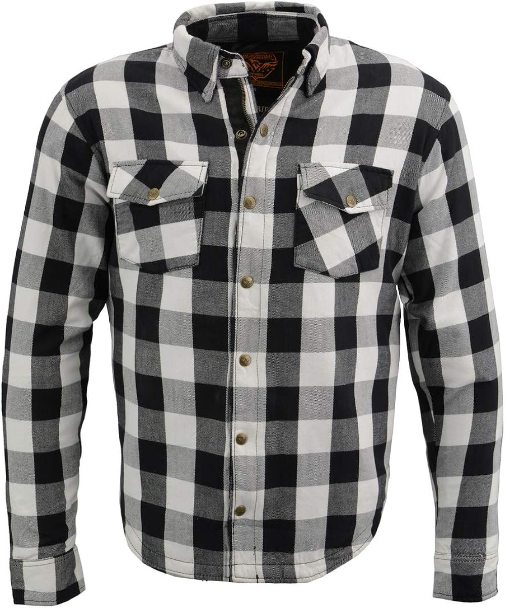 Milwaukee Leather MPM1633 Men's Armored Checkered Flannel Biker Shirt with Aramid by DuPont Fibers : Clothing, Shoes & Jewelry