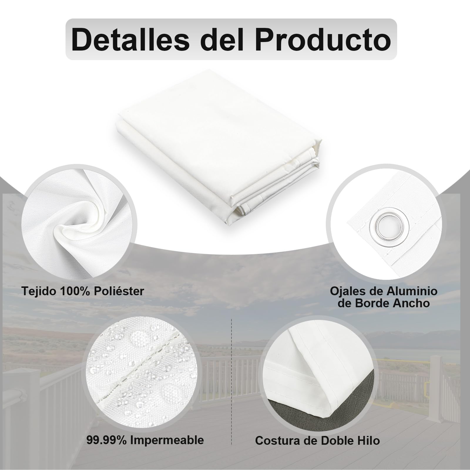 Pantalla De Privacidad Para Balcón - 90x500 Cm, Material HDPE, Bloquea 95% UV, Resistente Al Viento, Con Ojales Y Bridas
