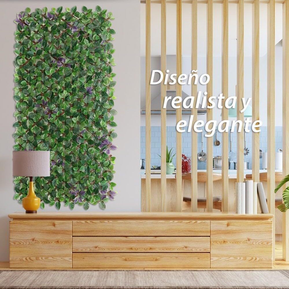 LOLAhome Celosía Extensible con seto Artificial Premium Hiedra de 2x1 m | Realista y Natural, Alta Ocultación, Tratamiento UV, No inflamable, Transpirable | para Jardín, Balcón, Terraza o Piscina
