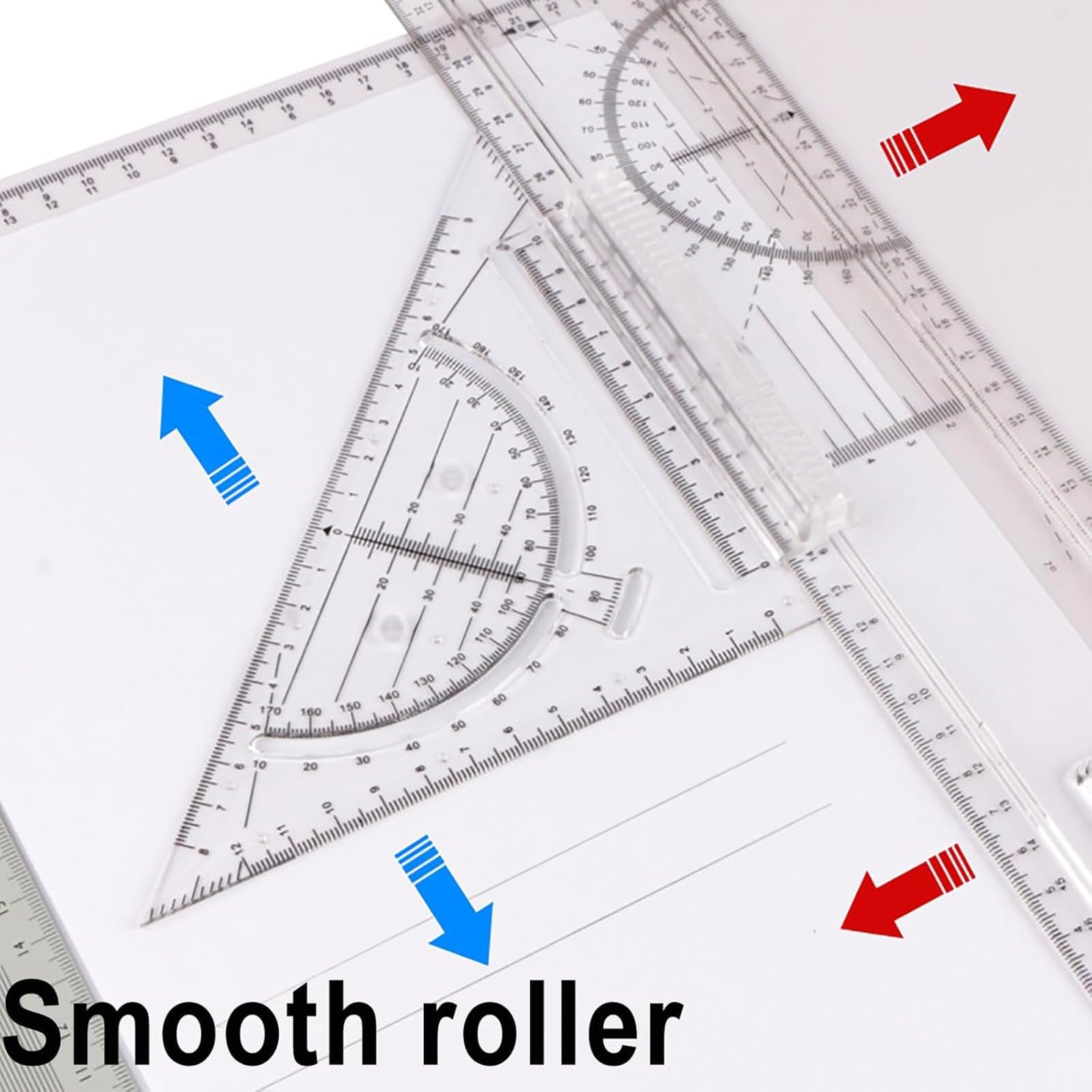 Set di tavole da disegno formato A3, tavolo da disegno metrico multifunzione con righello trasparente, movimento parallelo e angolazione regolabile, per schizzi grafici e disegni tecnici