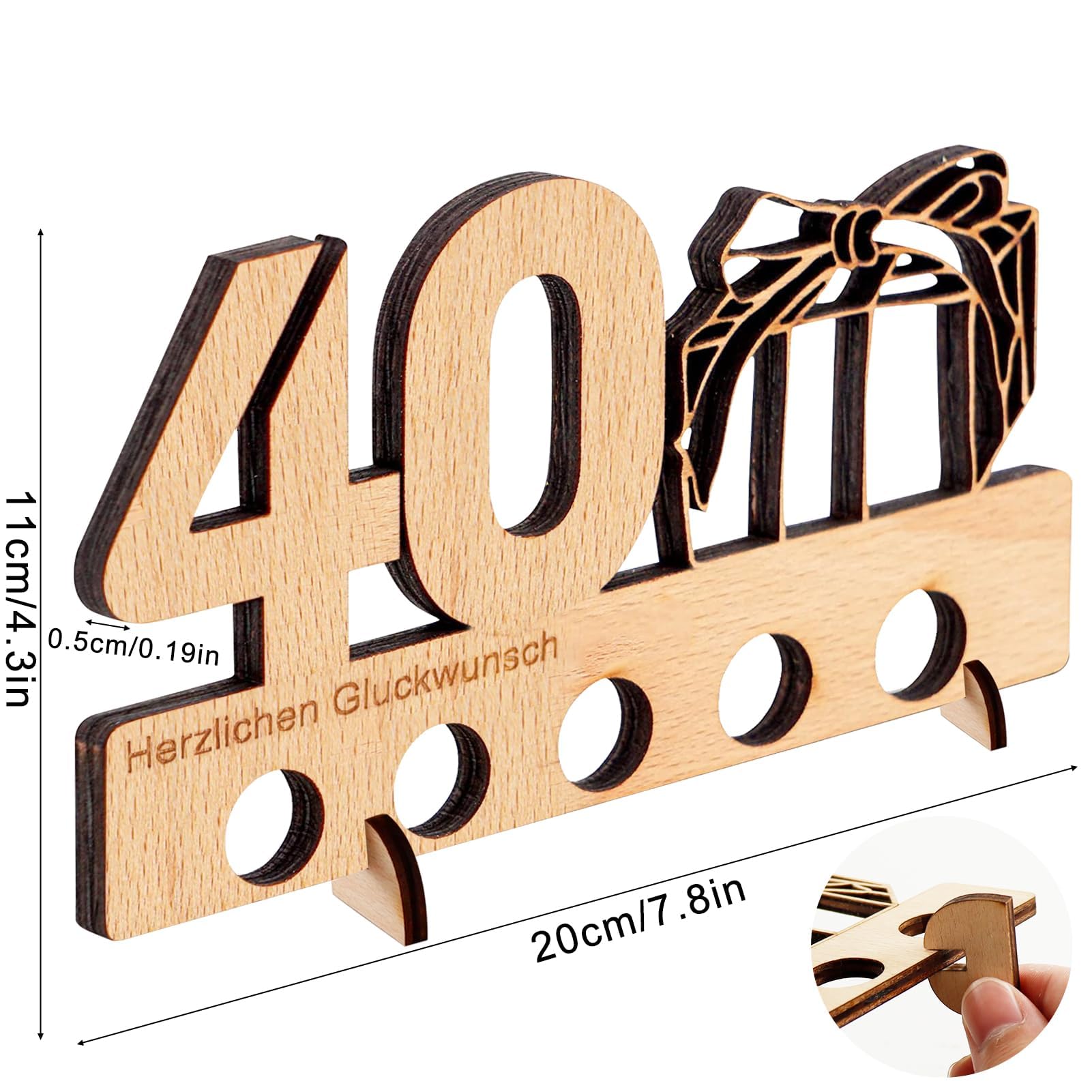 DARO Design - 40° compleanno regalo in denaro legno 40° anniversario motivo cuore