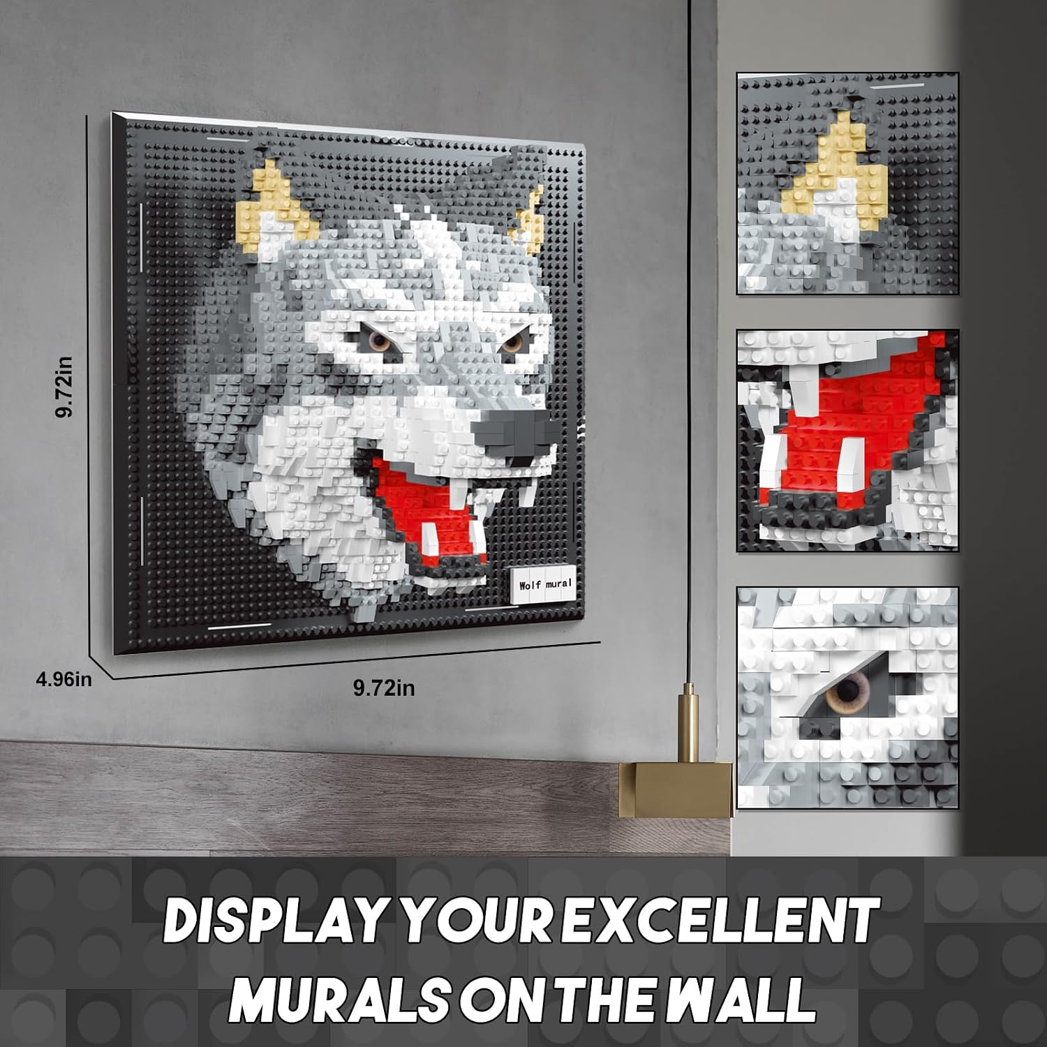 3D Wolf Animal Wall Art Micro Mini Building Blocks Set for Adults, No Compatible with Lego, Unique Table Display & Home Wall Decor, Creative Toy Gift for Chritsmas Birthday (2214 PCS)