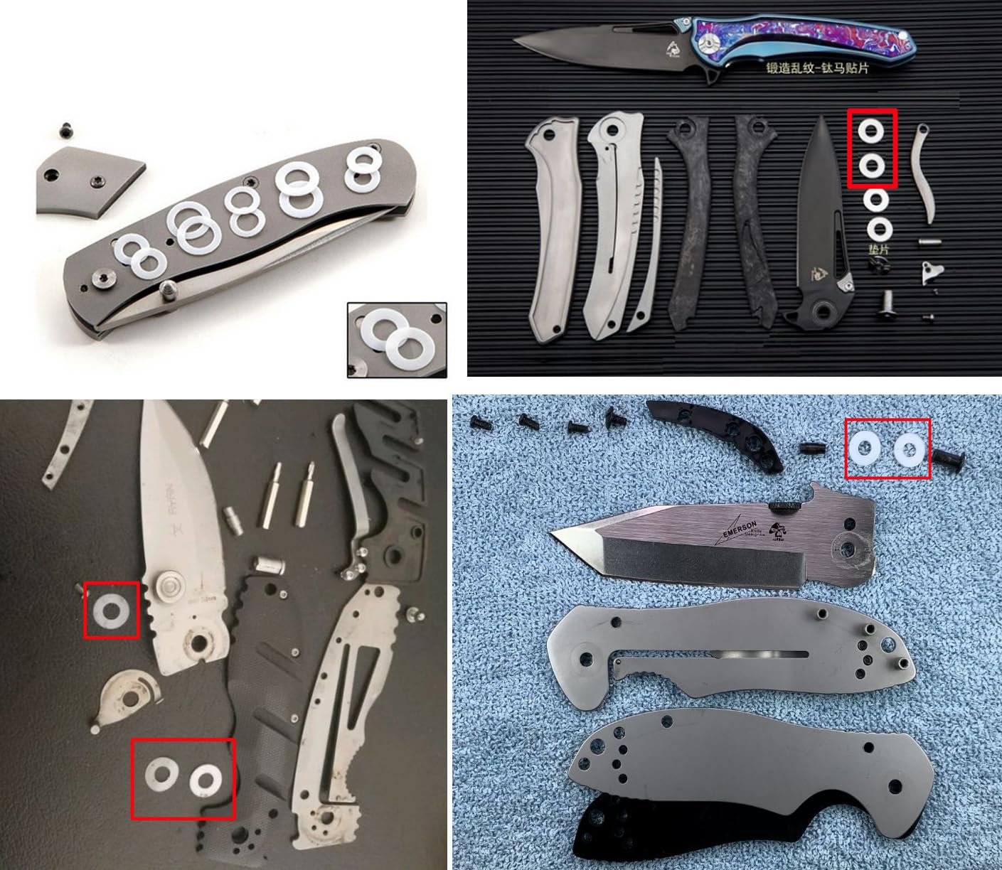 20 pcs Folding Knife Pivot Pin Flat Teflon Washers (0.6x10x5.2mm)