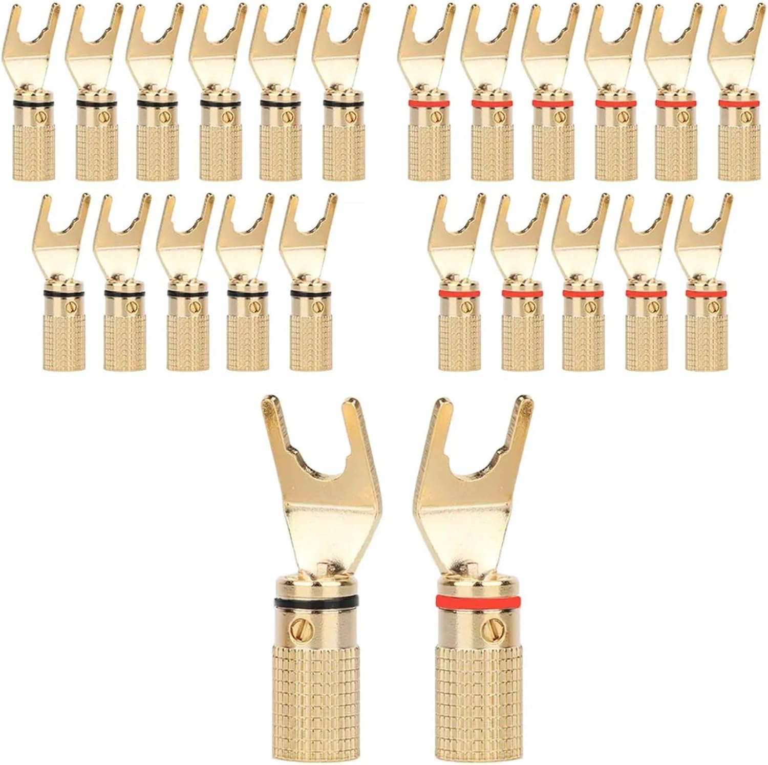 Pure Copper Gold Plated Banana Plugs Y Type Audio Banana Connectors for Speaker Amplifier Cable(24 Pieces)