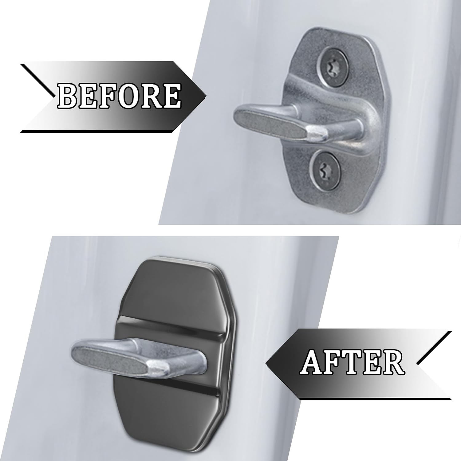 TOMALL 4pcs Car Door Lock Latches Cover Protector Compatible with Mercedes-Benz AMG (A S M C E CLS GL CLA GLE GLC) AMG GTA Accessories Stainless Steel Car Door Lock Sports Style Trim Decor (Black)
