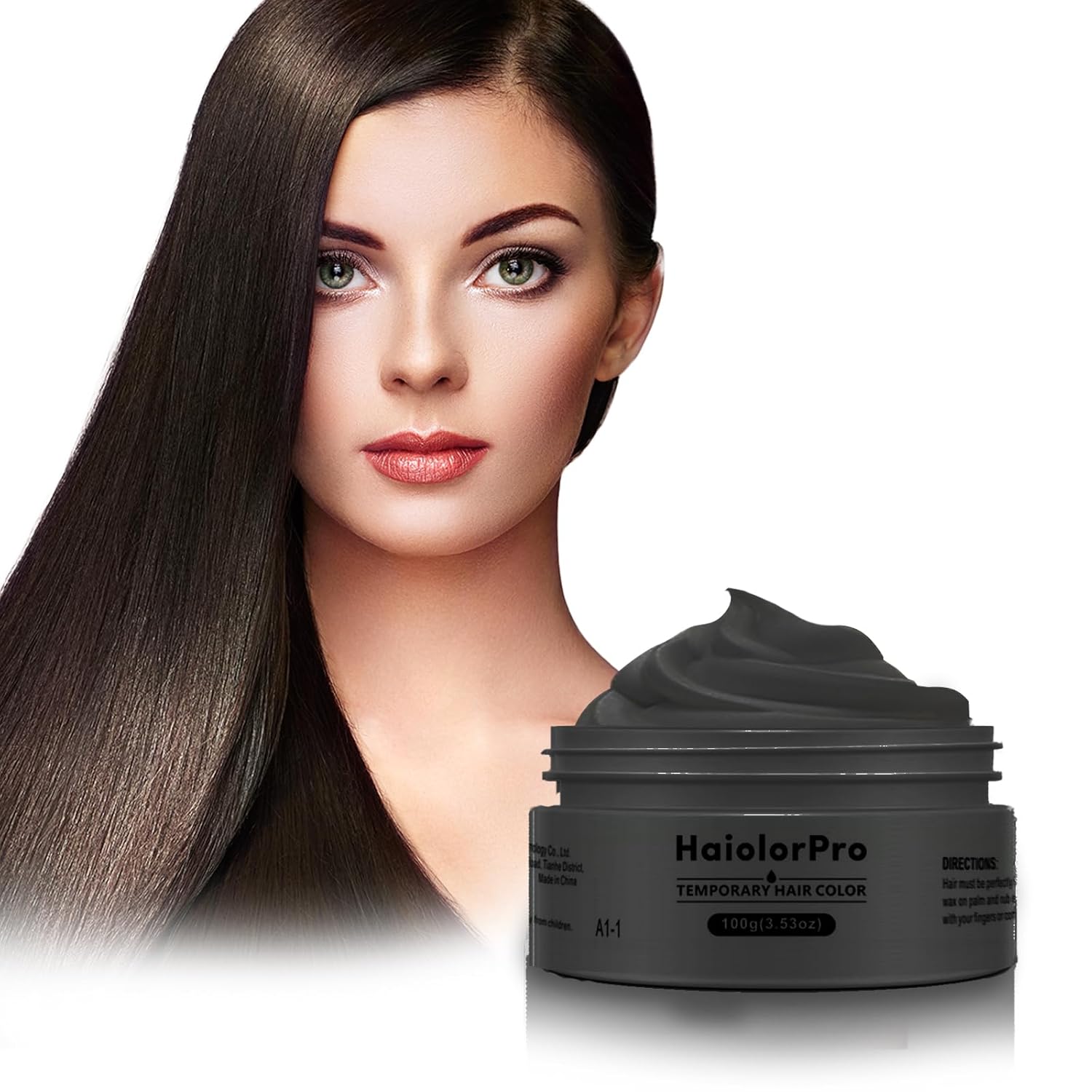 HaiolorPro Black Hair Color Wax Temporary Washable, Temporary Hair Color Dye for