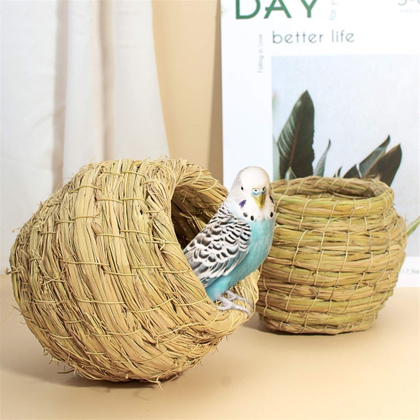 Nido de pájaro de Fibra ecológica, Utilizado para Descanso y cría de aviario para Loro Canario, pequeño, Grande, Extra Grande, 2 Piezas (tamaño: 4.7 x 4.9 in)