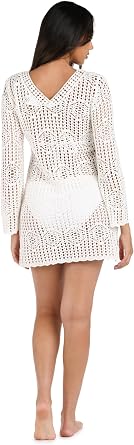 La Blanca womens Long Sleeve Mini Dress Swimsuit Cover Up