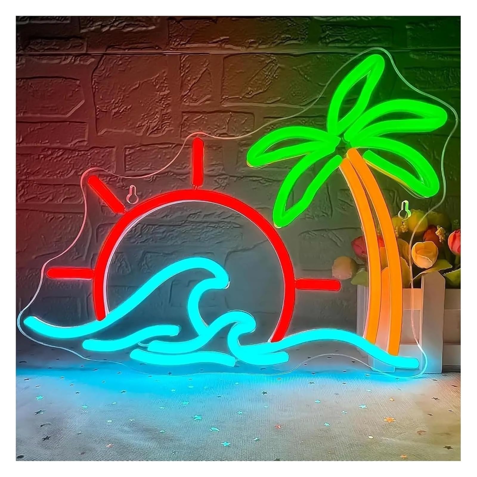 neon Lights Sign Neon Signs Light Decor Lights in The Shape of A Coconut Tree, Decoration 35x27cm