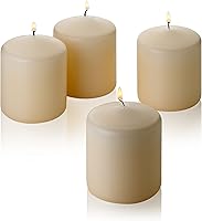 LightInTheDark French Vanilla Scented Pillar Candles 3x3 Inch Set of 4, 90-Hour Burn Time, Made in USA