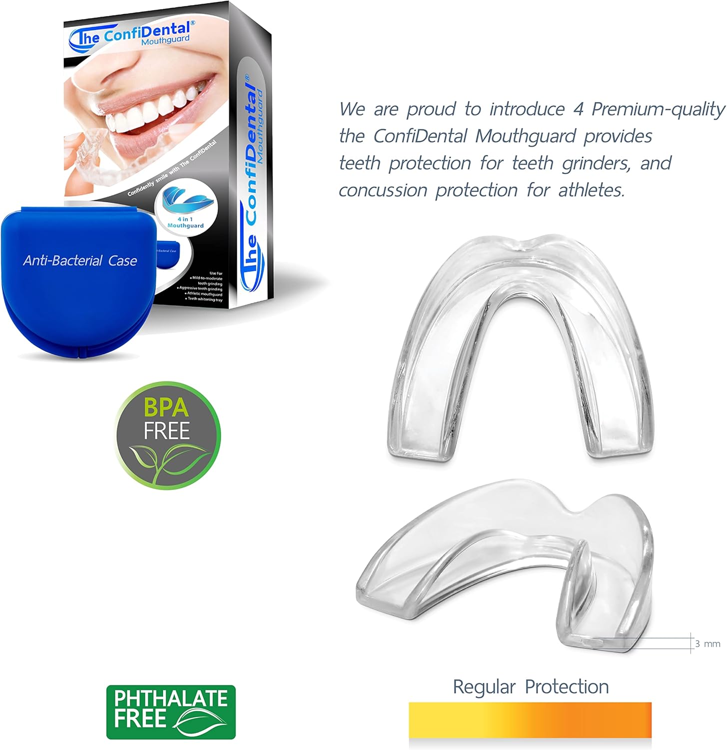 The ConfiDental - Pack of 6 Moldable Mouth Guard for Teeth Grinding Clenching Bruxism, Sport Athletic, Whitening Tray