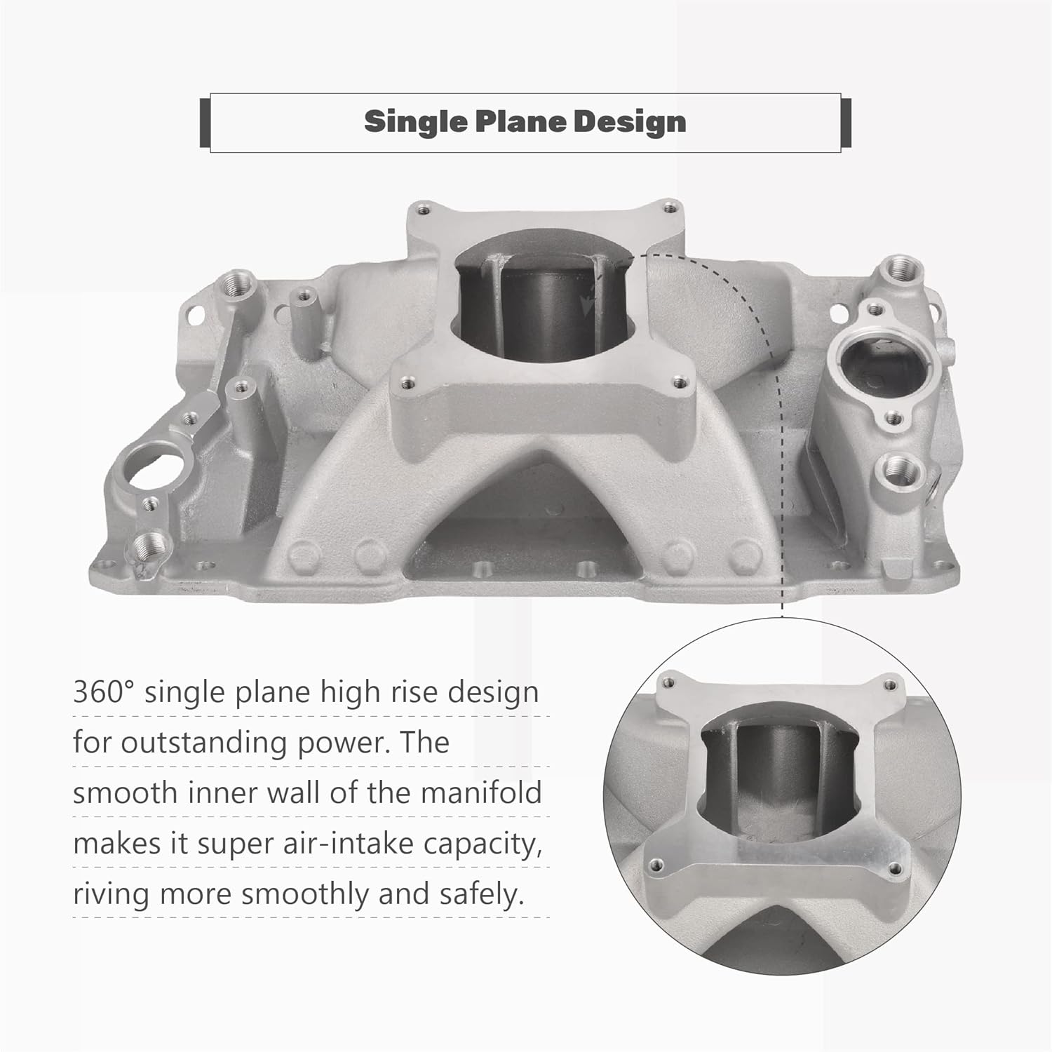 Aluminum High Rise Intake Manifold Single Plane by GESEXI - Compatible with 1957-95 Small Block Chevy SBC 350 400