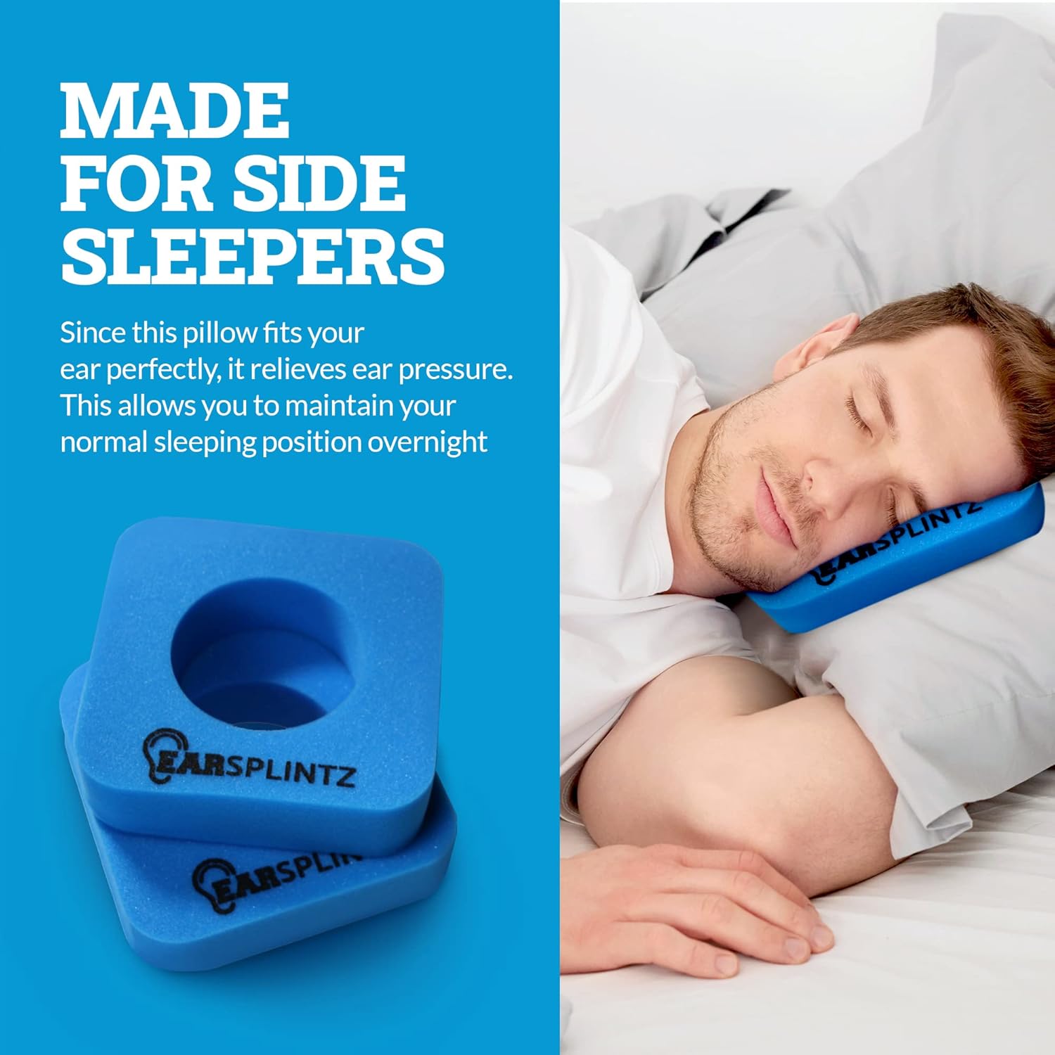 Easy Sleep Ear Pillow, NoPain Foam Pillow for Sore Ears, Soft Support