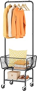 10 Outdoor Patio Laundry Room Ideas for Practical Living 41 Tajsoon Laundry Cart with Hanging Rack, Metal Laundry Basket with Wheels...