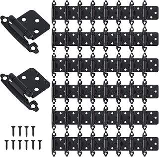 Paidiem Cabinet Hinge, 50PCS Folding Butt Hinges Mount Self Closing Black Decorative Kitchen Cabinet Hinges Replacement for Cabinet Doors Wooden Miniature Furniture Stainless Steel Screw Included