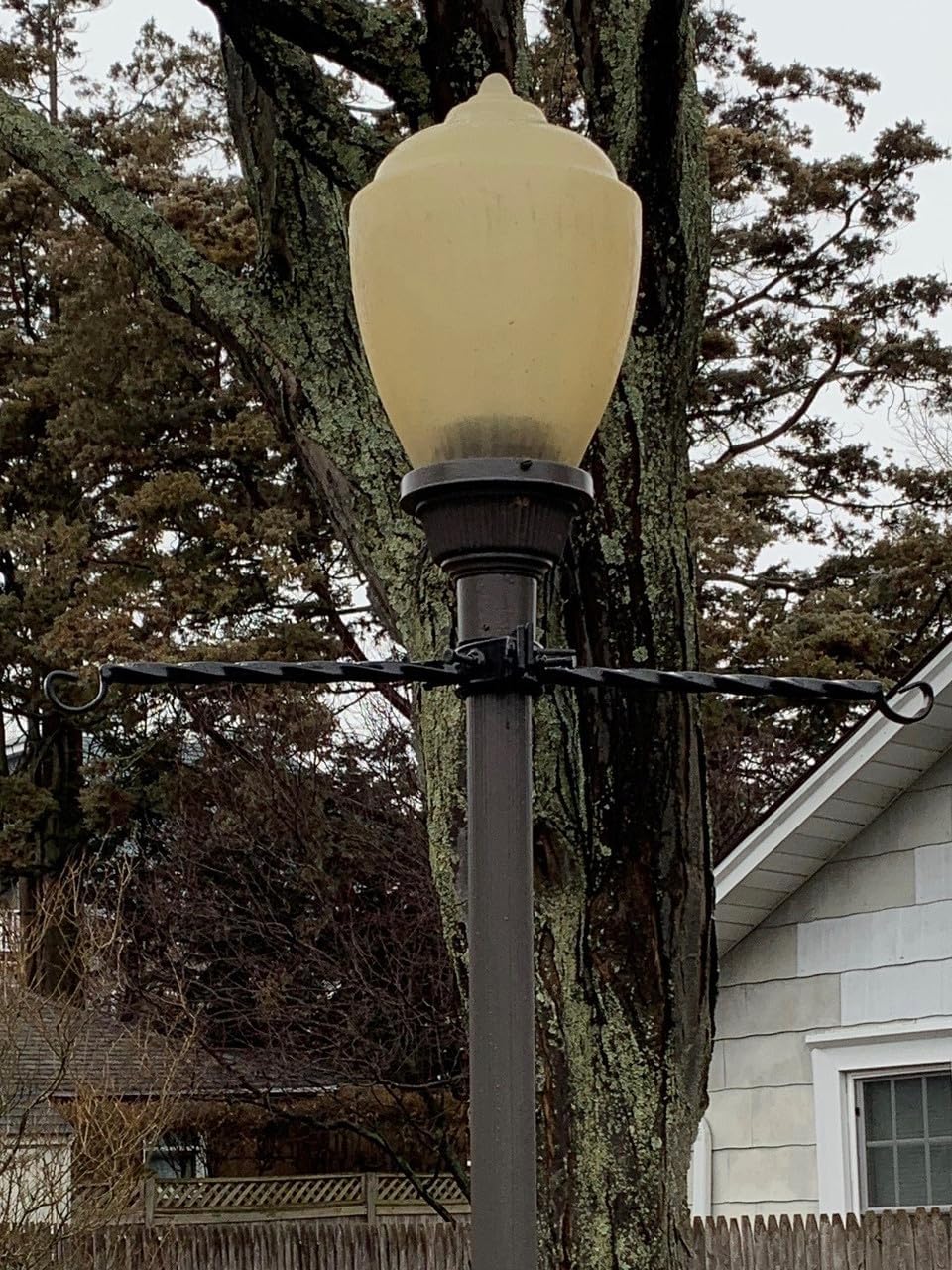 Gas Lamp Style Pole Bracket for Hanging Baskets - fits 3" - 4" Pole