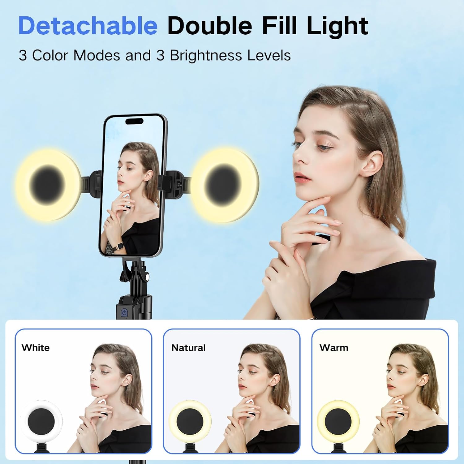 Content Creator Vlogging Kit for iPhone/Android,70-inch Auto Face Tracking Tripod for iPhone with Light and Wireless Microphones,TikTok/YouTube Starter Kit