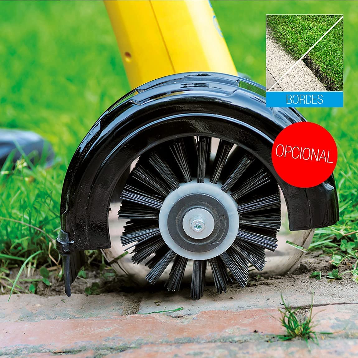 Gloria MultiBrush speedcontrol - Cepillo eléctrico multifuncional para jardín: limpieza de juntas, madera, piedra, eliminación de musgo y hierba, recortadora, escarificadora, incluye 2 accesorios