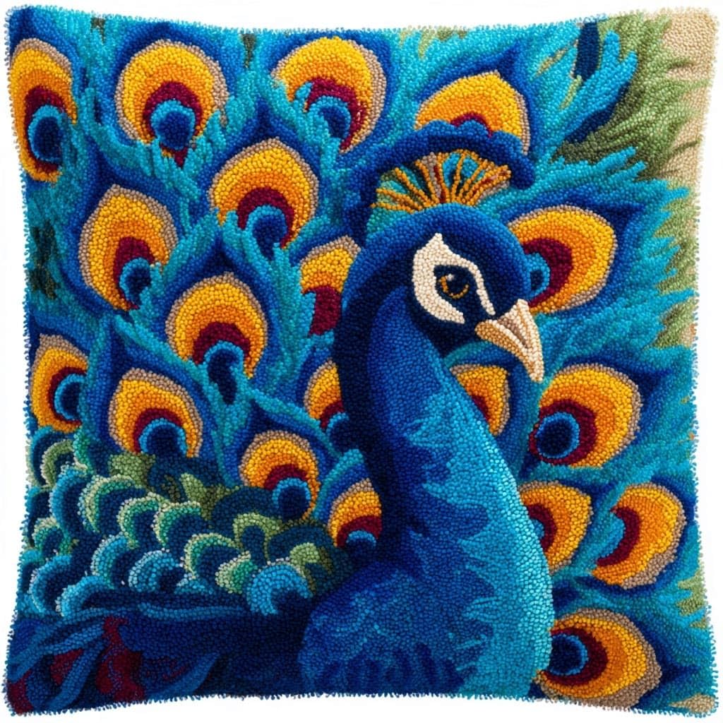 Henypt Latch Hook Kits for Beginners Peacock