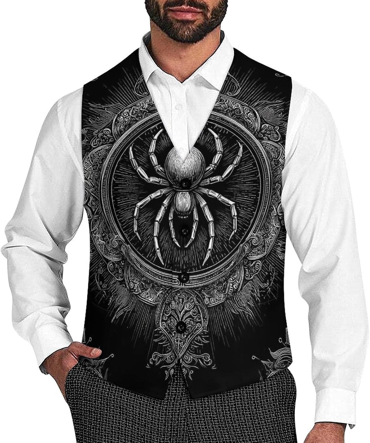 Ancient Spiders Mens Suit Vest Formal Dress Business Wedding Groom Tuxedos Waistcoat with Pocket