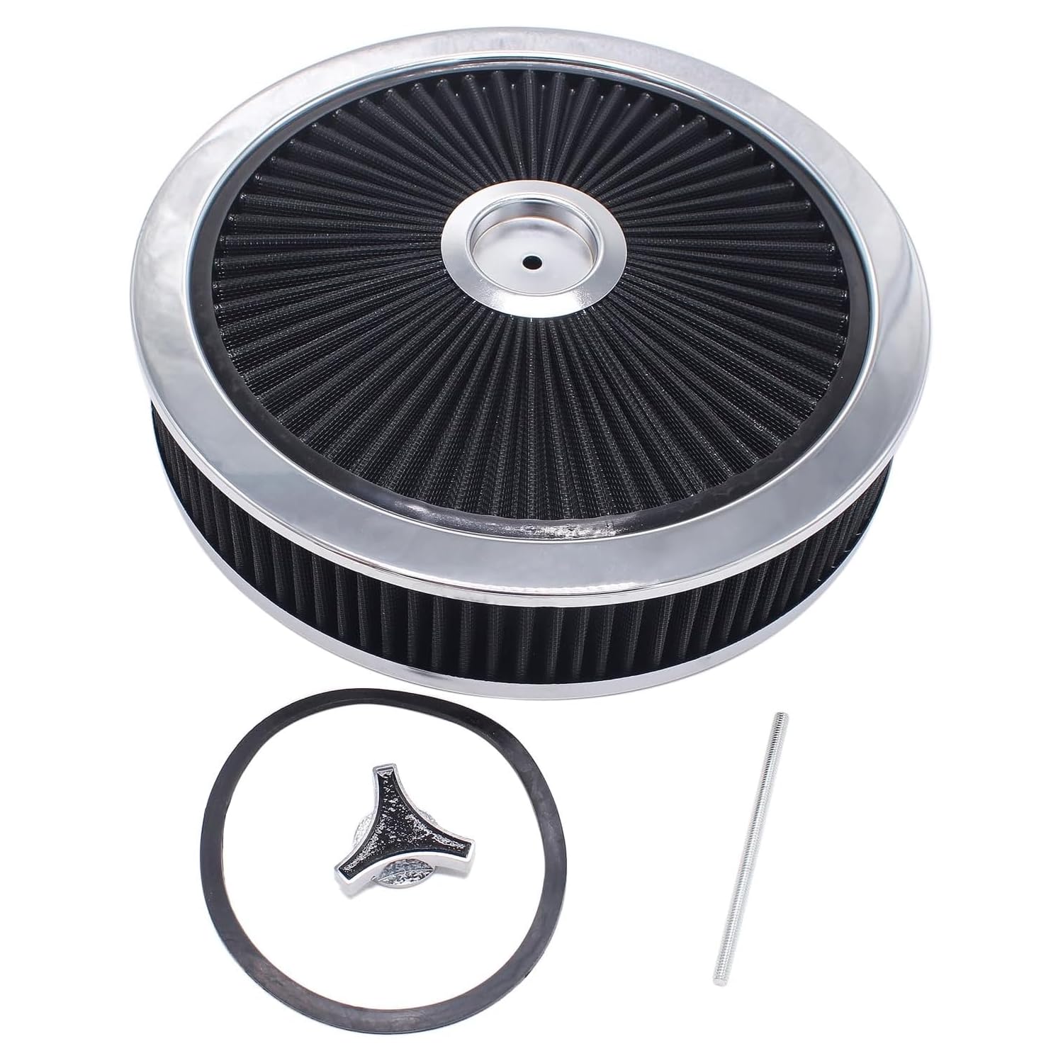 Filtro aria rotondo nero 35,6 x 7,6 cm con coperchio a flusso d'aria caburetor ad alto flusso compatibile per SBC BBC GMC Ford