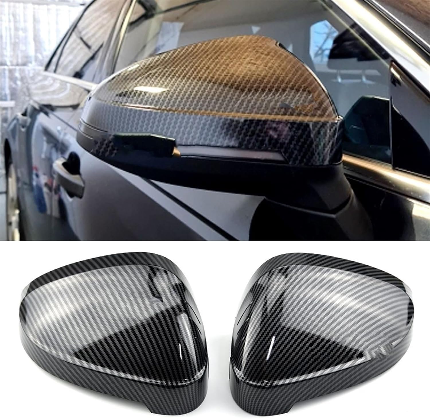 外部ミラー For A4 B9 A5 2017-2019 Carbon Black And Bright Black 1 Pair