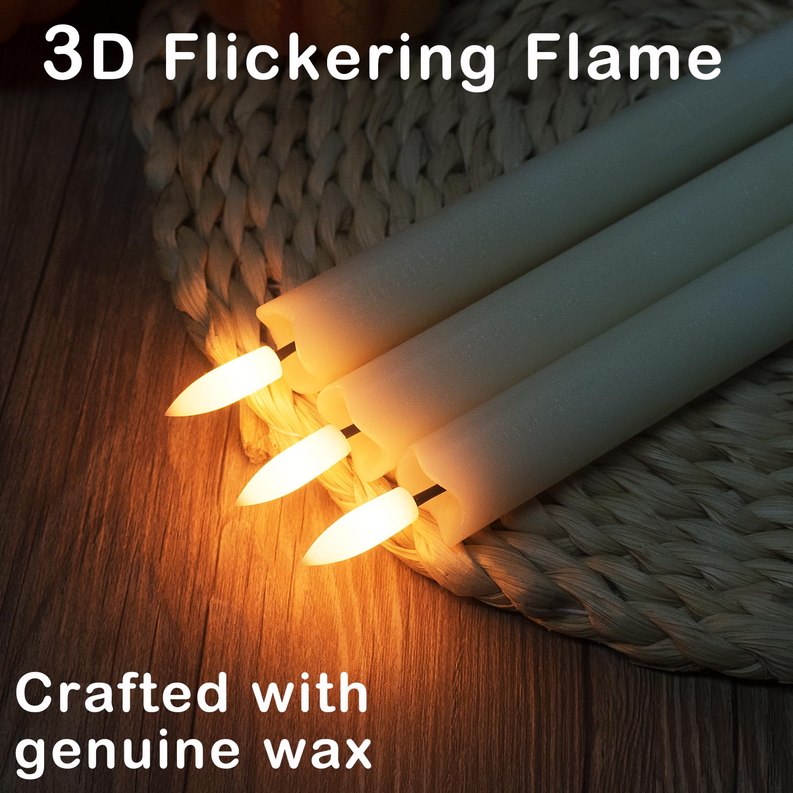 GenSwin Candele Coniche LED Senza Fiamma Con Telecomando – Set Da 6 Pezzi In Vera Cera, Effetto Fiamma 3D, Con Adesivi Ragnatela Per Halloween, Bianco 24,5 Cm