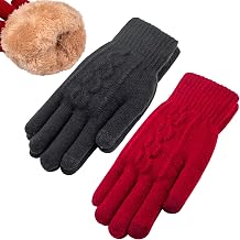 FENELY Womens Winter Warm Touch Screen Gloves Womens Thermal Cable Knit Wool Fleece Lined Gloves for Cold Weather