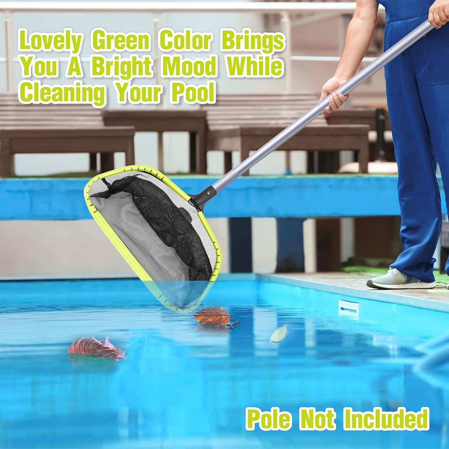 urchindj Pool Skimmer Net Heavy Duty, Aluminum Reinforced Frame Pool Cleaning Net, Double-Layer Deep Mesh Net Pool Leaf Rake, Super Strong Pool Nets for Cleaning : Patio, Lawn & Garden