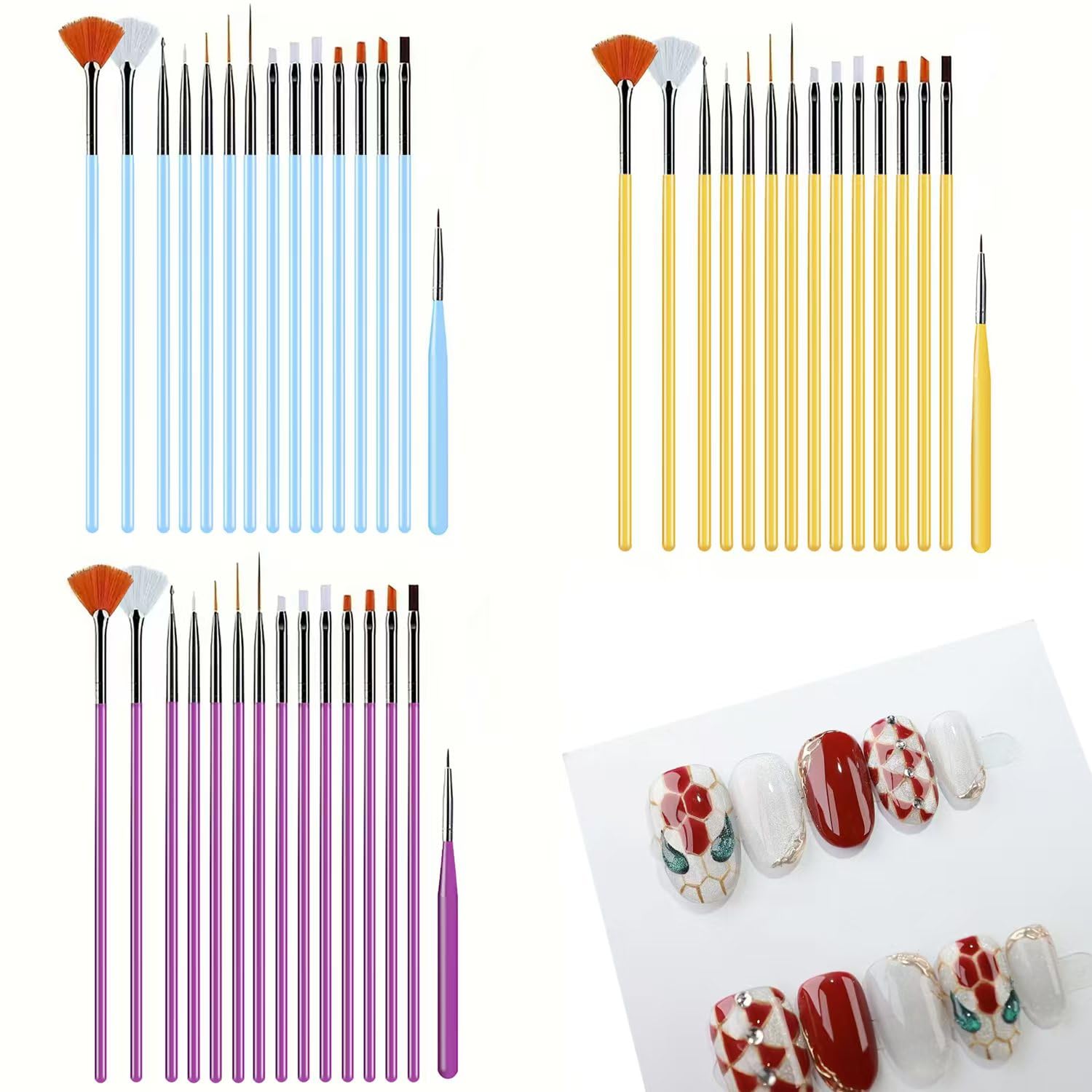 31 Pcs Nail Art Tool Set, Nail Art Brushes Kit with Liner, Dotting, Fan & Flat Nail Brush Drawing Pen for Acrylic, Gel Polish, DIY Manicure at Home & Salon Design Supply-Black
