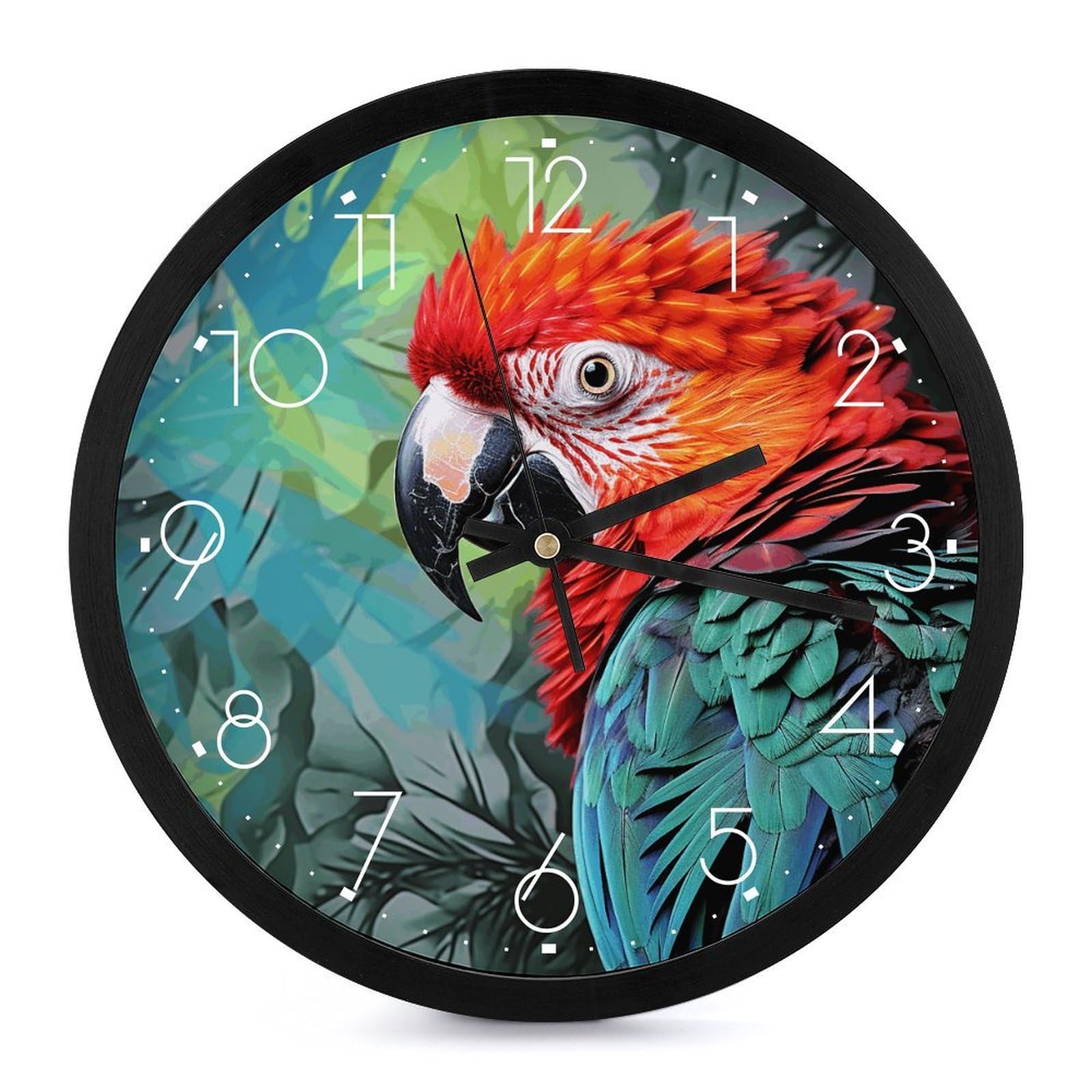 Horloge murale silencieuse sans tic-tac 25 cm décorative motif perroquet coloré