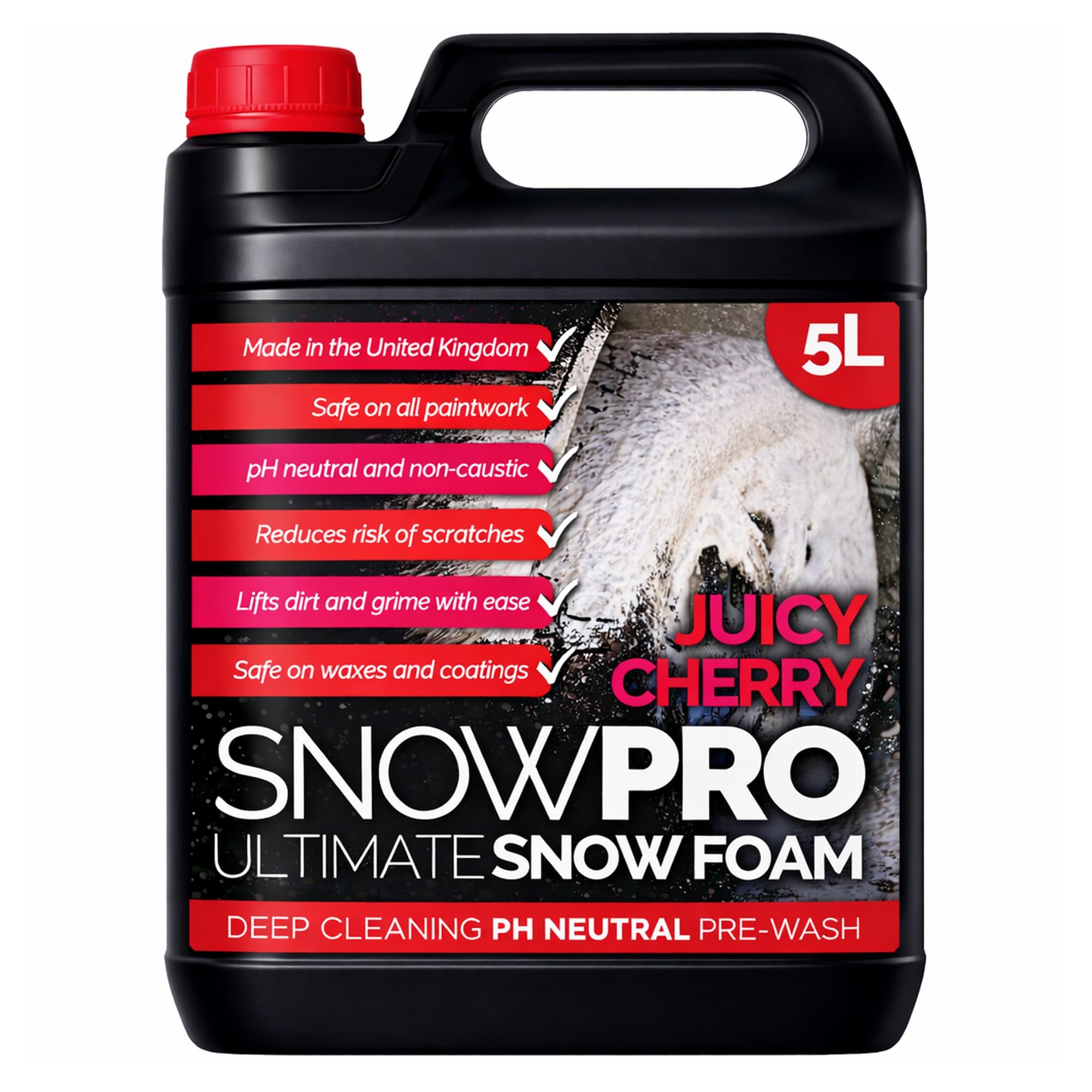 Snow Foam Shampoo Car Wash 5L Soap pH Neutral Vehicle Cleaning Detailing Pre Wash Cherry Fragrance