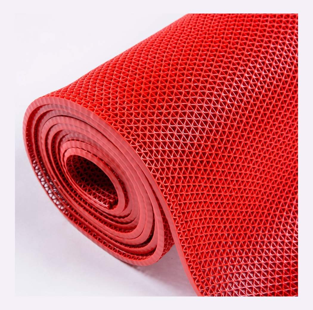 Non-Slip mats Hollow Bathroom Non-Slip Carpet Kitchen Waterproof pad can be Cut Environmentally Friendly Rubber mat 50ft (red,W 35.43in*L 49.21)
