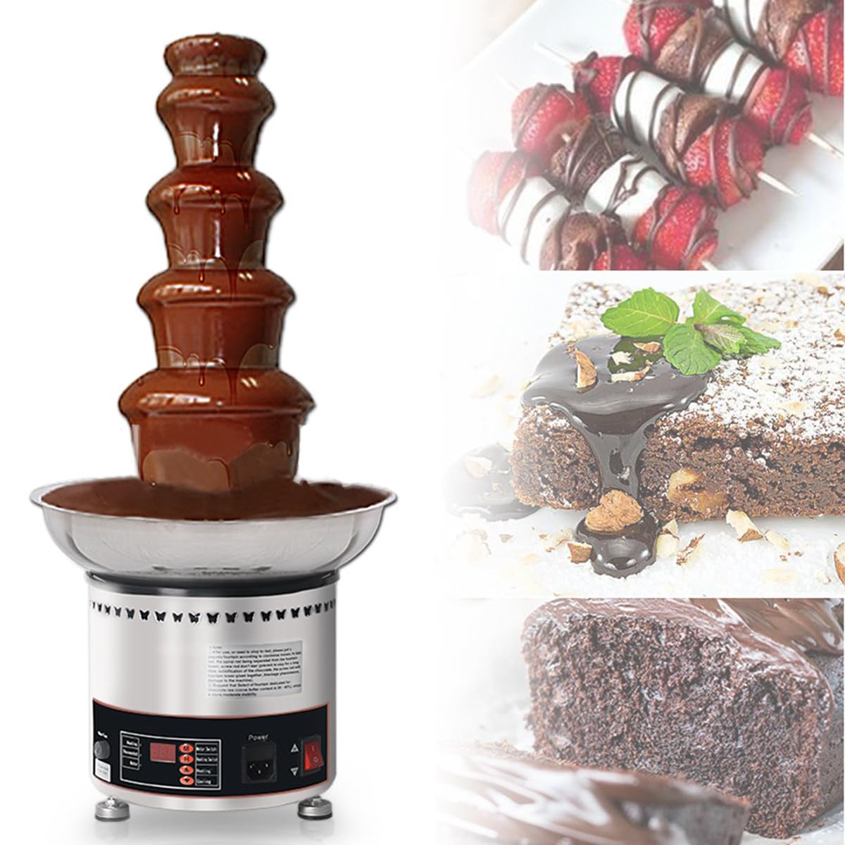 ASerZenith Large Capacity Chocolate Fountain Machine With Temperature Control,Commercial Fondue Waterfall For Party,Restaurant And Wedding,5Tier