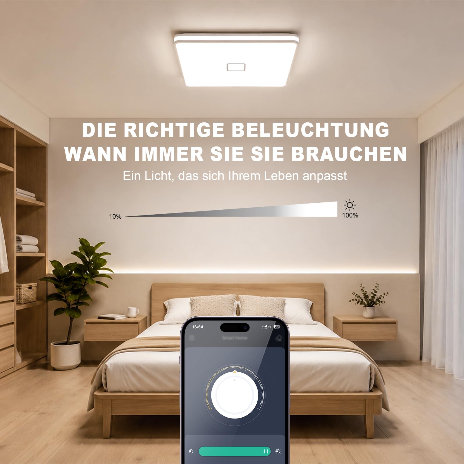 Deckenlampe eckig 24W, led deckenleuchte dimmbar mit App, Badezimmer Lampe decke Warmweiß/Naturweiß/Kaltweiß(3000-5000K) mit Nachtlicht, Badlampe modern für Bad Küche Schlafzimmer Wohnzimmer Flur 32CM