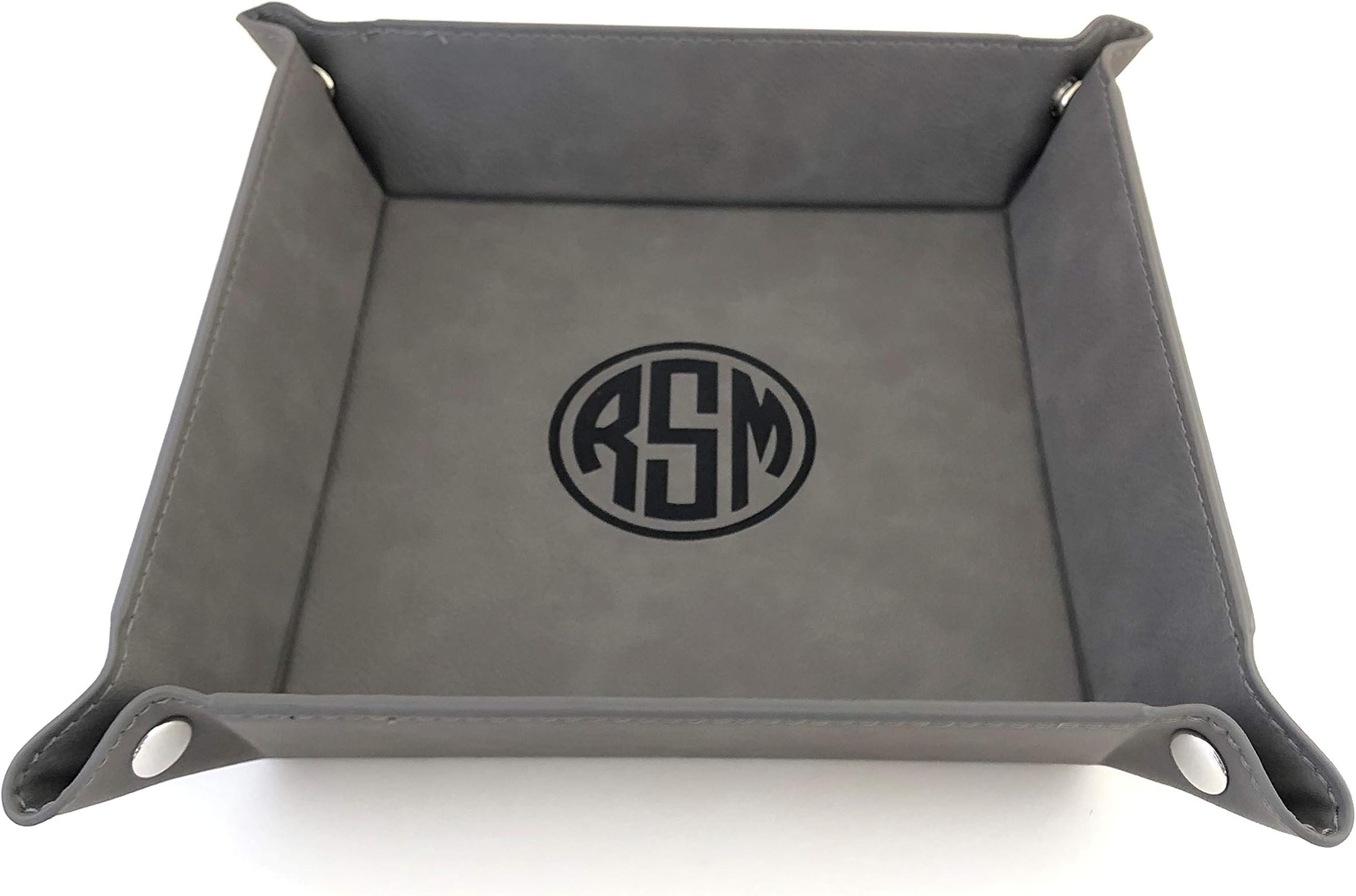 Monogram Tray Valet Jewelry Caddy (Gray with Black)
