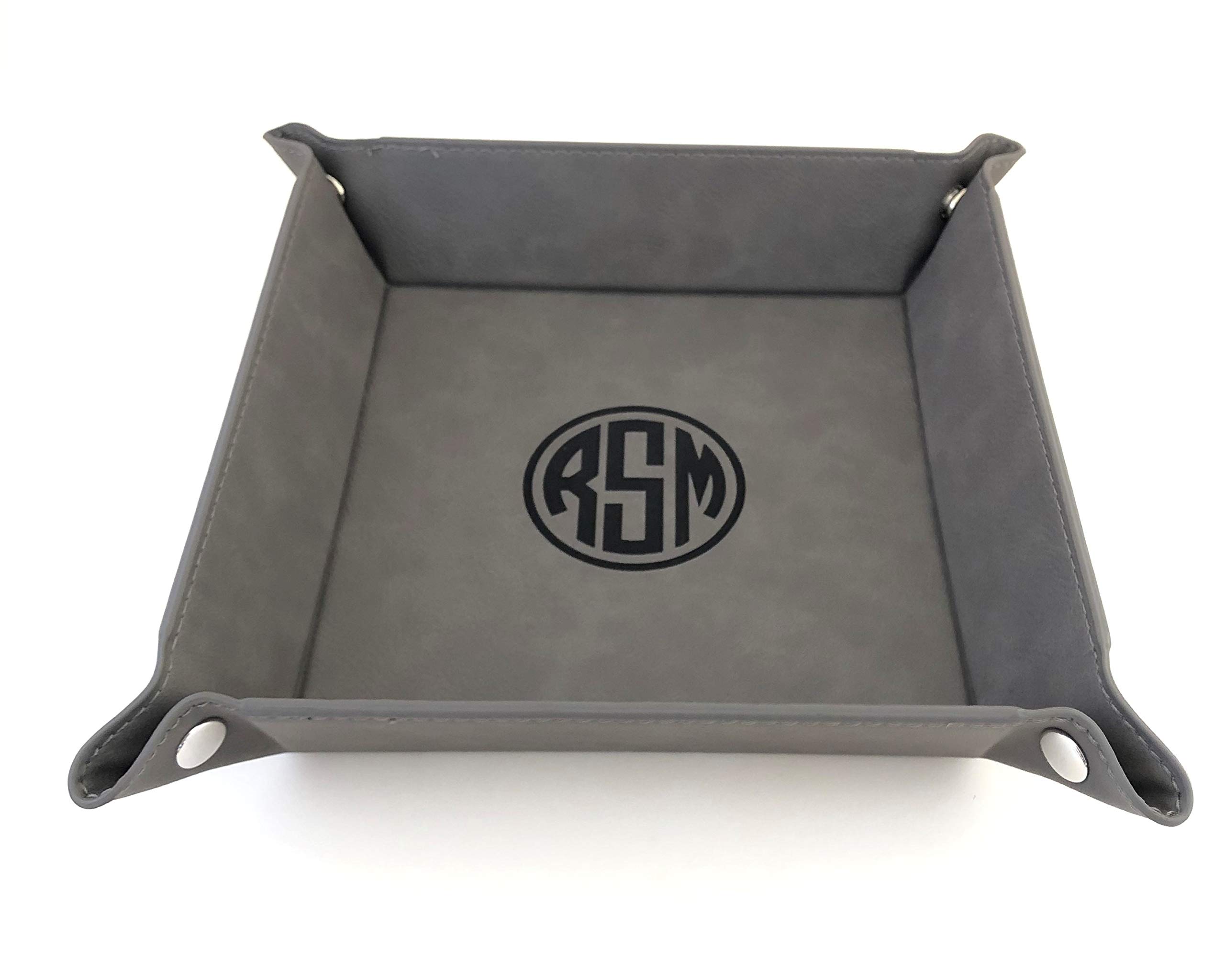 Monogram Tray Valet Jewelry Caddy (Gray with Black)