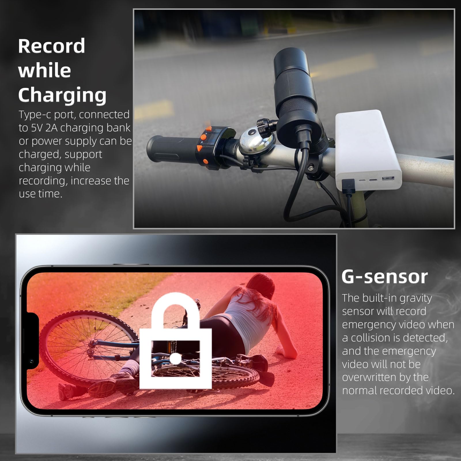 VSYSTO Kamera rowerowa WiFi, szerokokątna kamera kaskowa 150°, 1080p, sportowa, wodoodporna, noktowizor, GPS, TPMS, nagrywanie w pętli, czujnik G