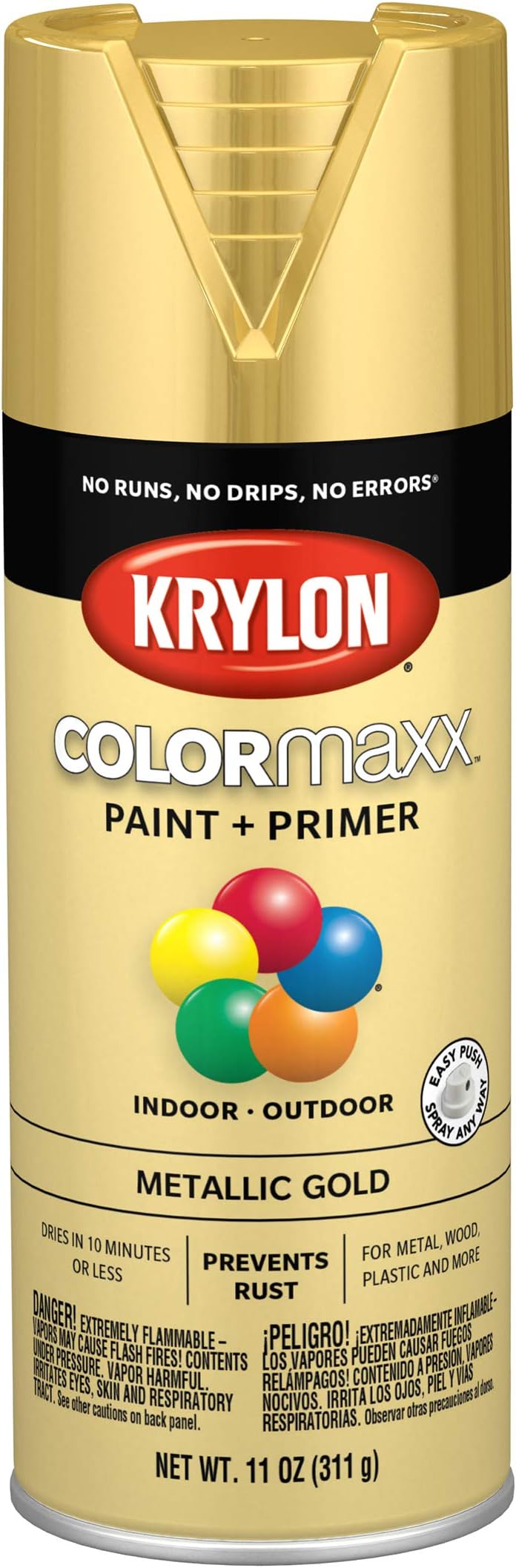 Krylon K05588007 COLORmaxx Spray Paint, Aerosol, Gold