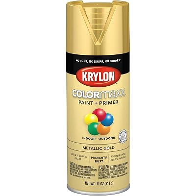 Krylon K05588007 COLORmaxx Spray Paint and Primer for Indoor/Outdoor Use, Metallic Gold, 11 Ounce (Pack of 1)