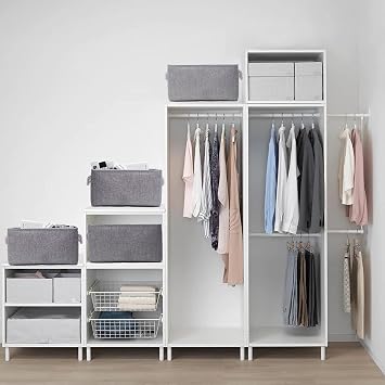 PWVMWM Storage Baskets Large, Fabric Grey Storage Box Set of 3, Wardrobe Fabric Storage Baskets with handles for Toys, Clothes, Towels (41x31x21cm)