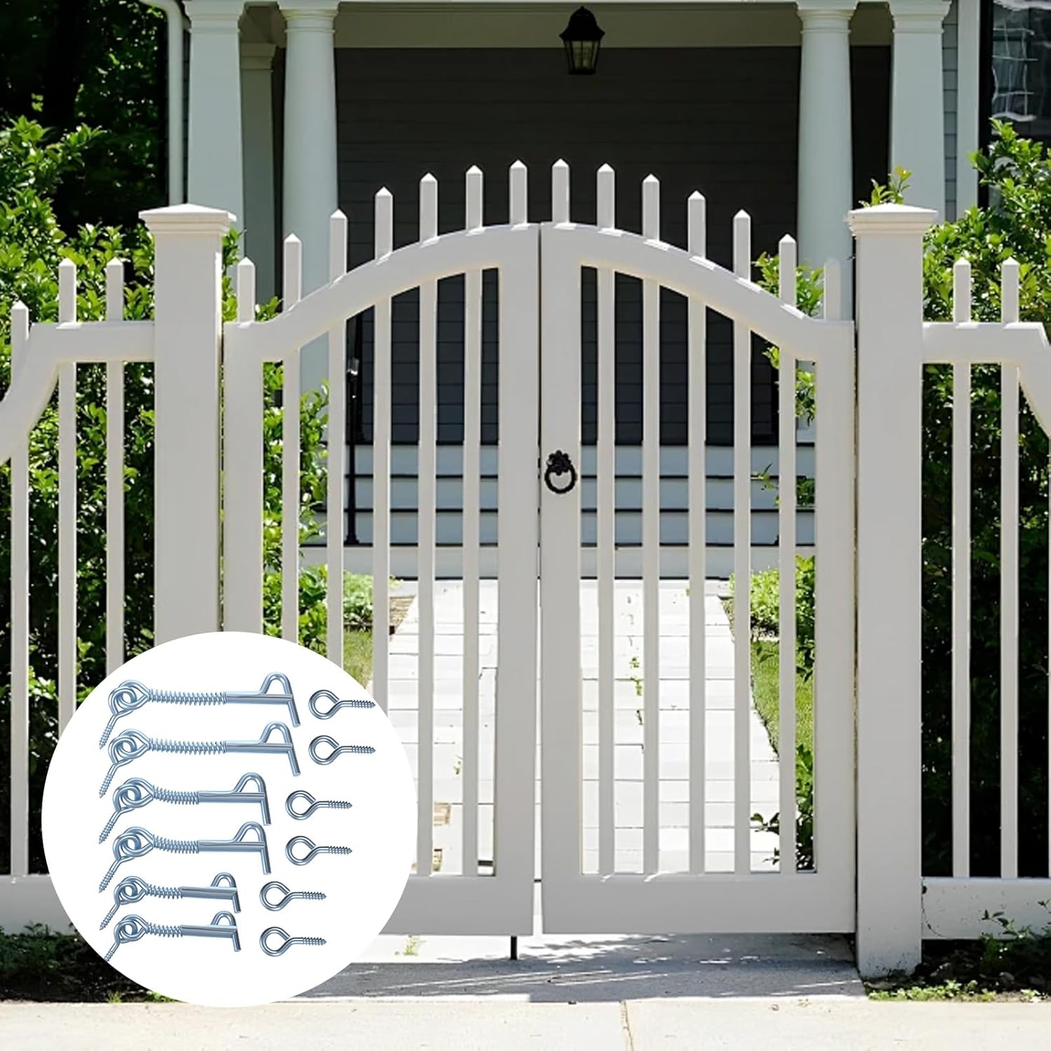 6 Pieces Stainless Steel Spring Hook and Eye Safety Latch Hook and Eye Latch with Spring Lock 2" 2.5" and 3" Safety Cabin Hooks for Gates Doors Cabinets Enhanced Family Farm Camping Trailer Security