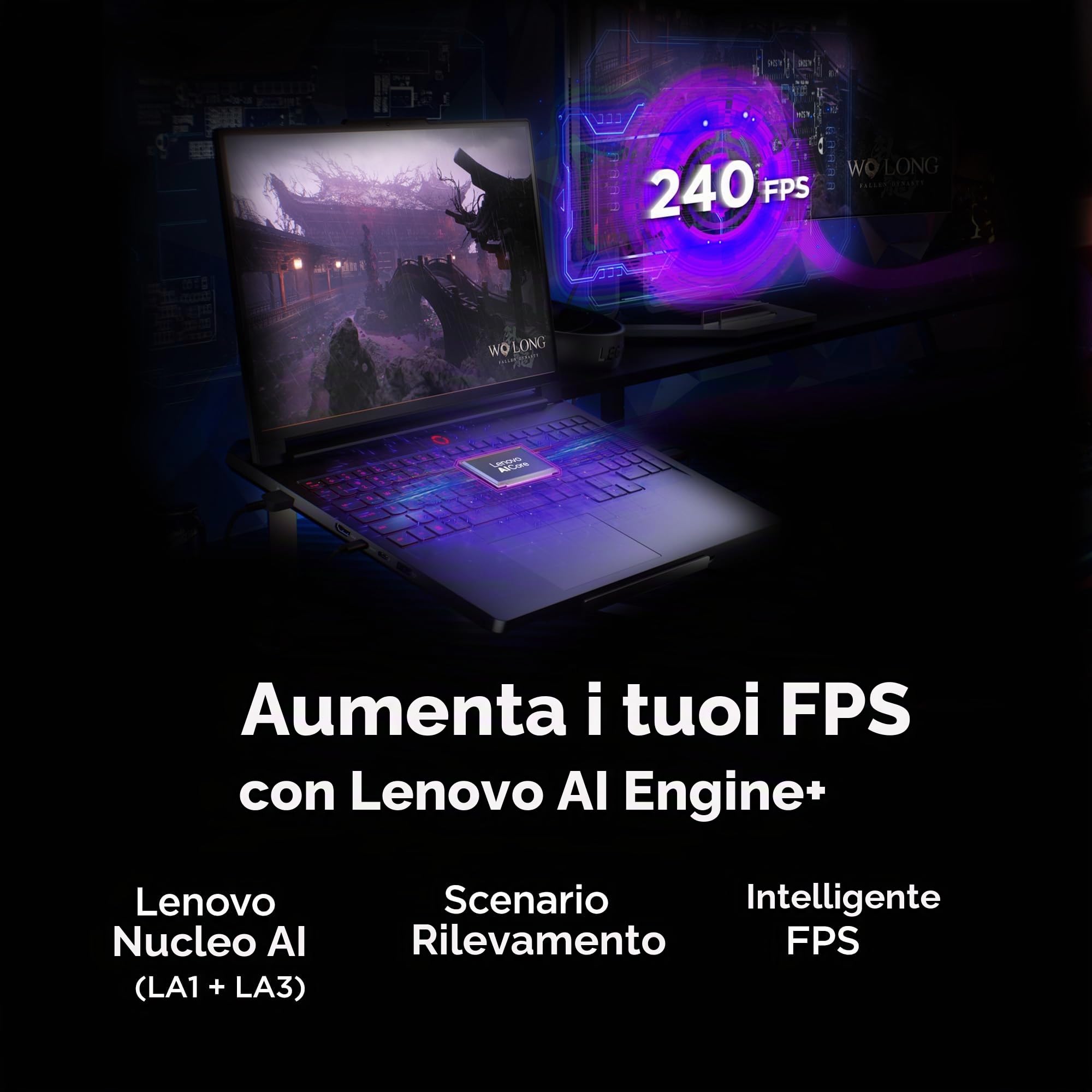 Lenovo Legion Pro 7i – Notebook da Gaming con Intelligenza Artificiale – Intel® Core Ultra 7 255HX – Display OLED WQXGA PureSight da 16" – 240Hz – NVIDIA® GeForce RTX™ 5070 Ti – Memoria 32GB