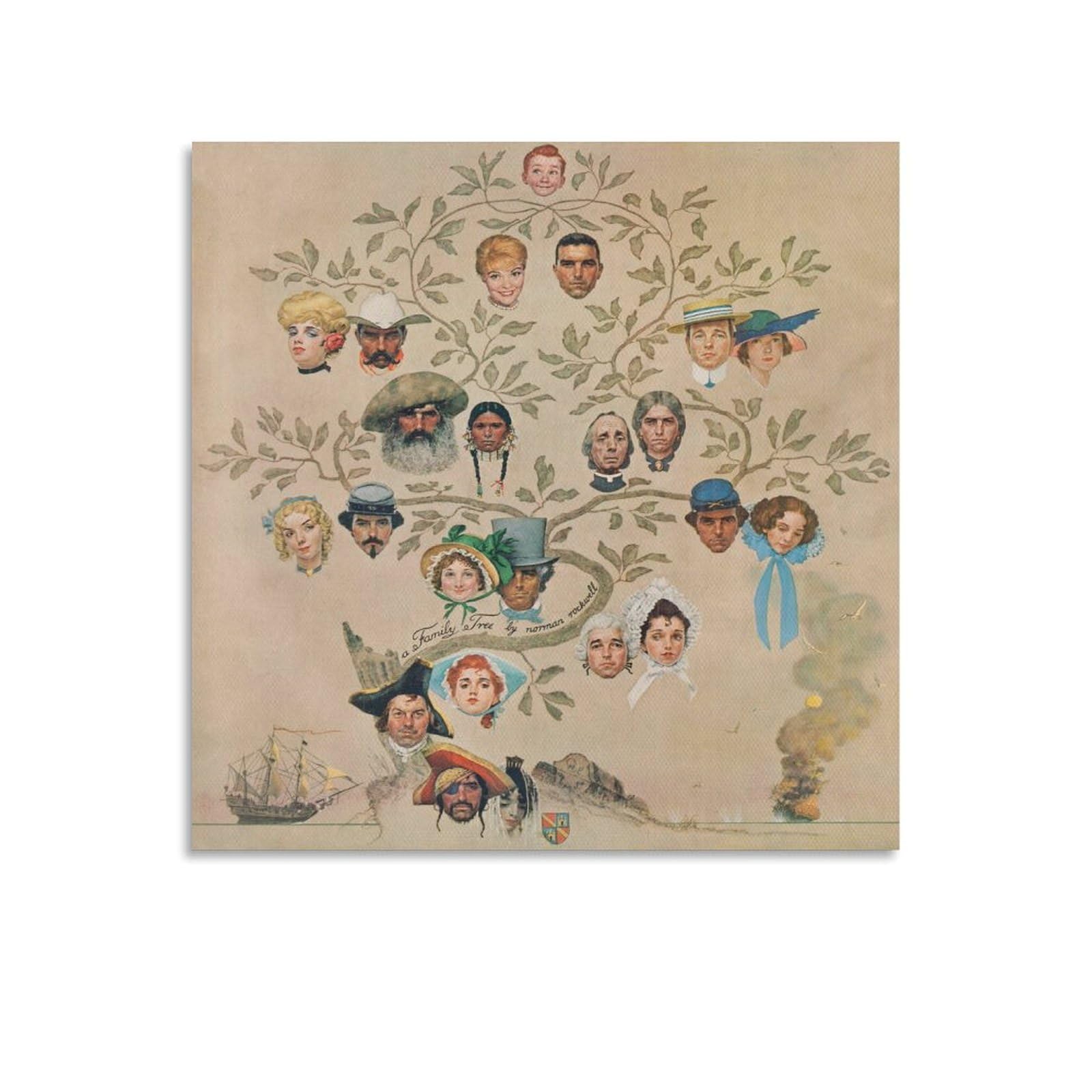 Painter Norman Rockwel-l Illustration A Family Tree Poster Home Decor Poster Wall Art Hanging Picture Print Decorative Painting Posters 12x12inch(30x30cm)