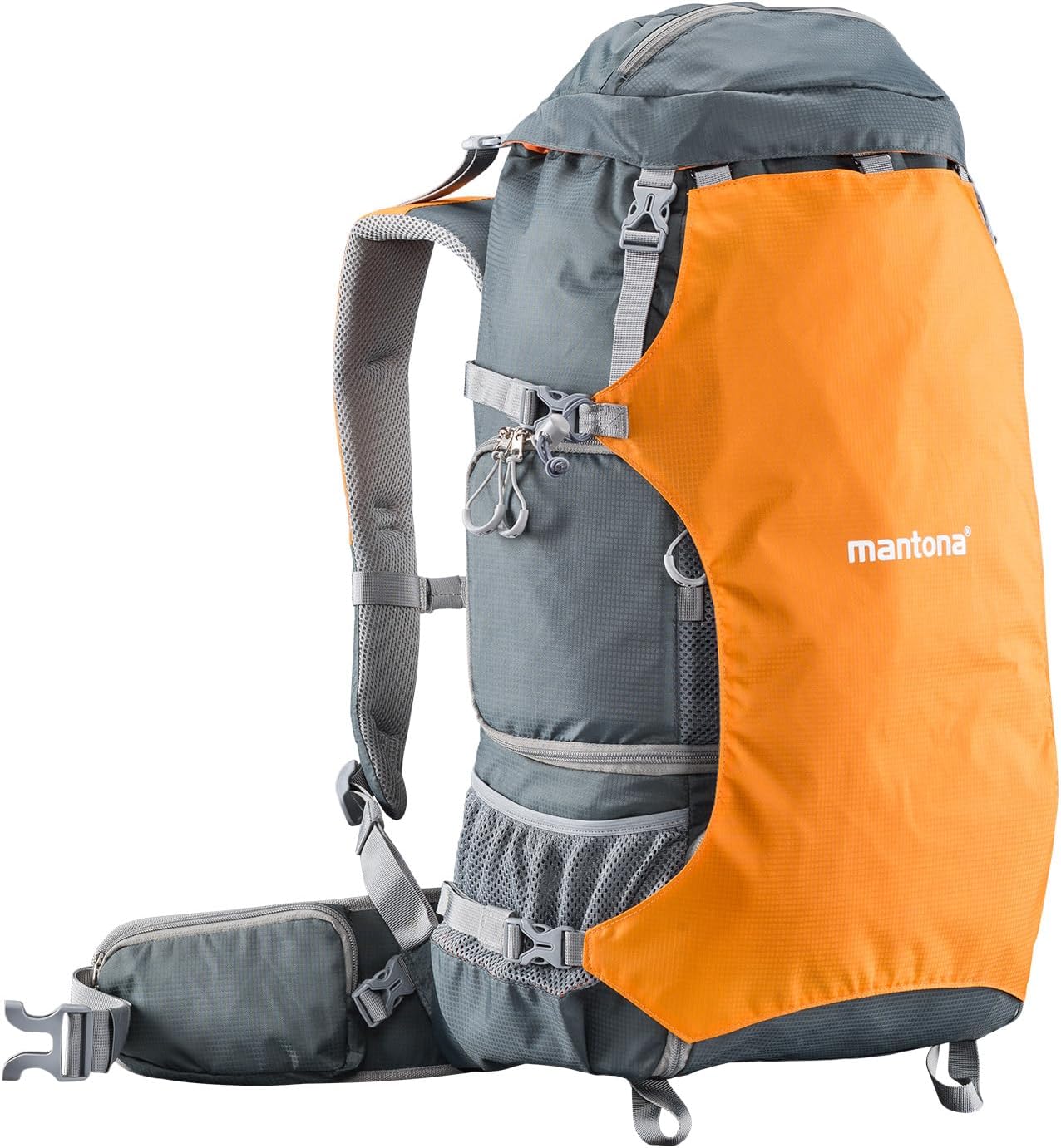 Mantona 20587 ElementsPro 40 Profi-Outdoor-Rucksack für DSLR- oder CSC-Kamera orange (inkl. Regenhülle),