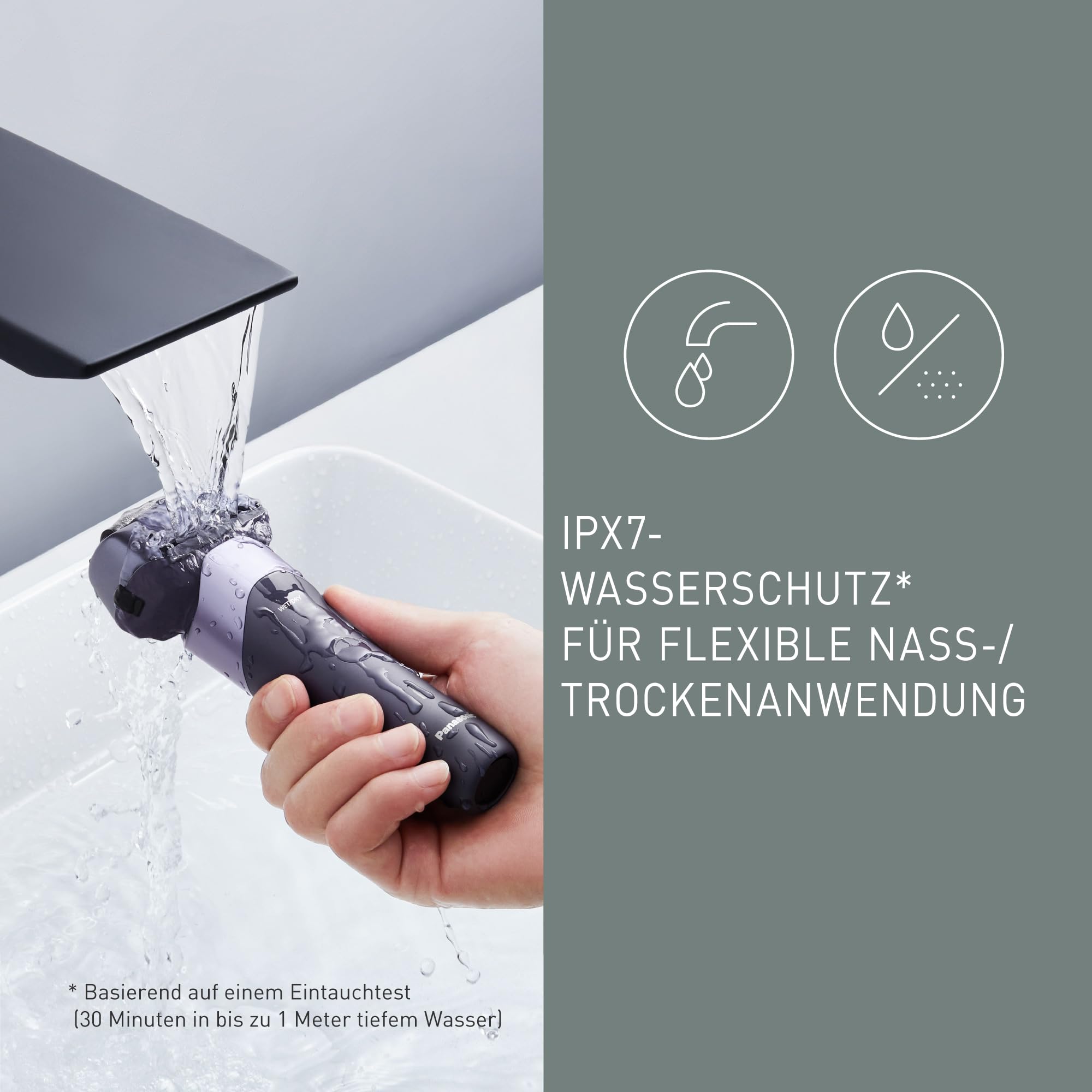 Panasonic Series 500 ES-ERM3FV503 3-Klingen Nass- & Trockenrasierer, wiederaufladbar, japanischer Edelstahl, 10D flexibler Scherkopf, IPX7, USB-C-Ladefunktion, Violett