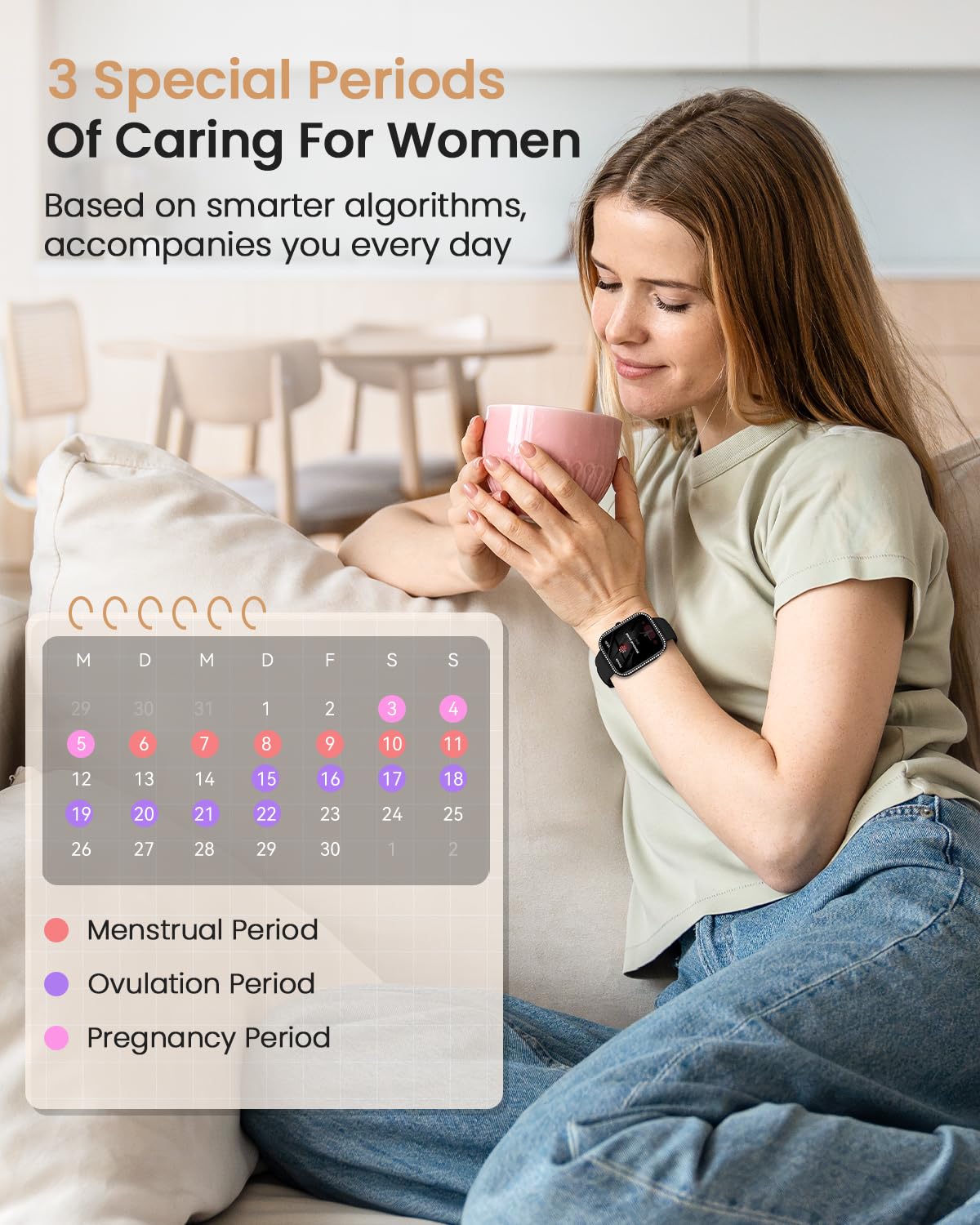 BANLVS Smartwatch Donna con Chiamate, 1,75” Orologio Fitness con 270 Quadranti, 130 Sport, Smart Watch Fisiologia Femminile SpO2 Cardiofrequenzimetro Sonno Calorie Android iOS Nero Regalo Natale Donna